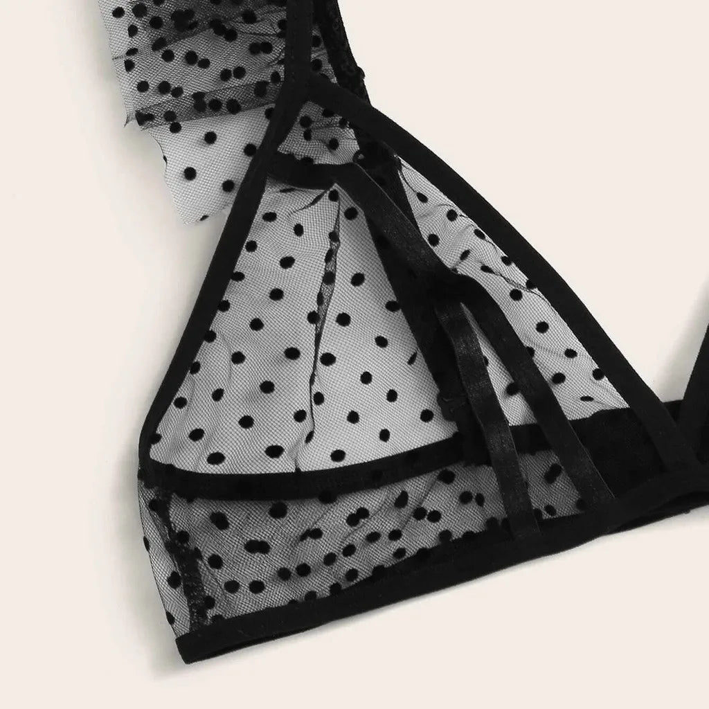 Lingerie Bra+Thong Underwear Set Black