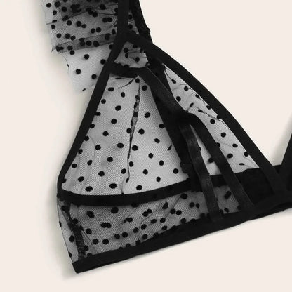 Lingerie Bra+Thong Underwear Set Black