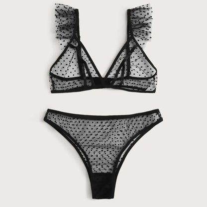 Lingerie Bra+Thong Underwear Set Black