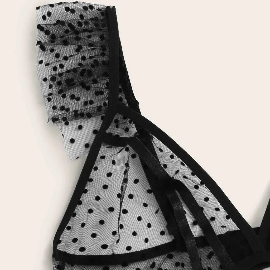 Lingerie Bra+Thong Underwear Set Black