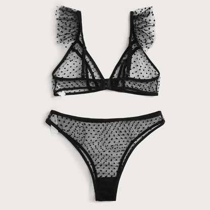 Lingerie Bra+Thong Underwear Set Black
